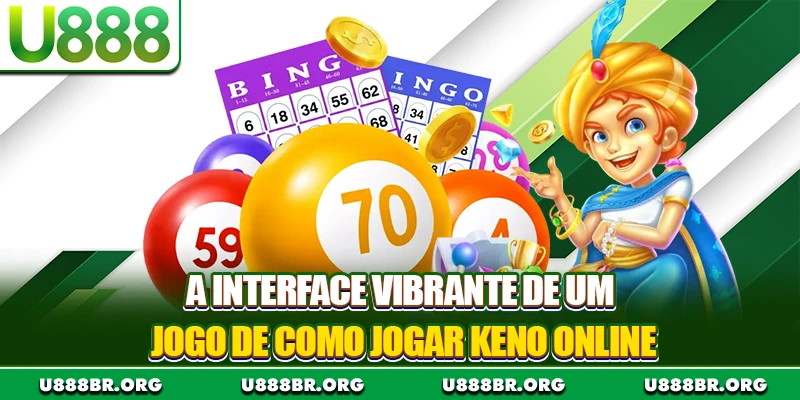 A interface vibrante de um jogo de como jogar Keno online